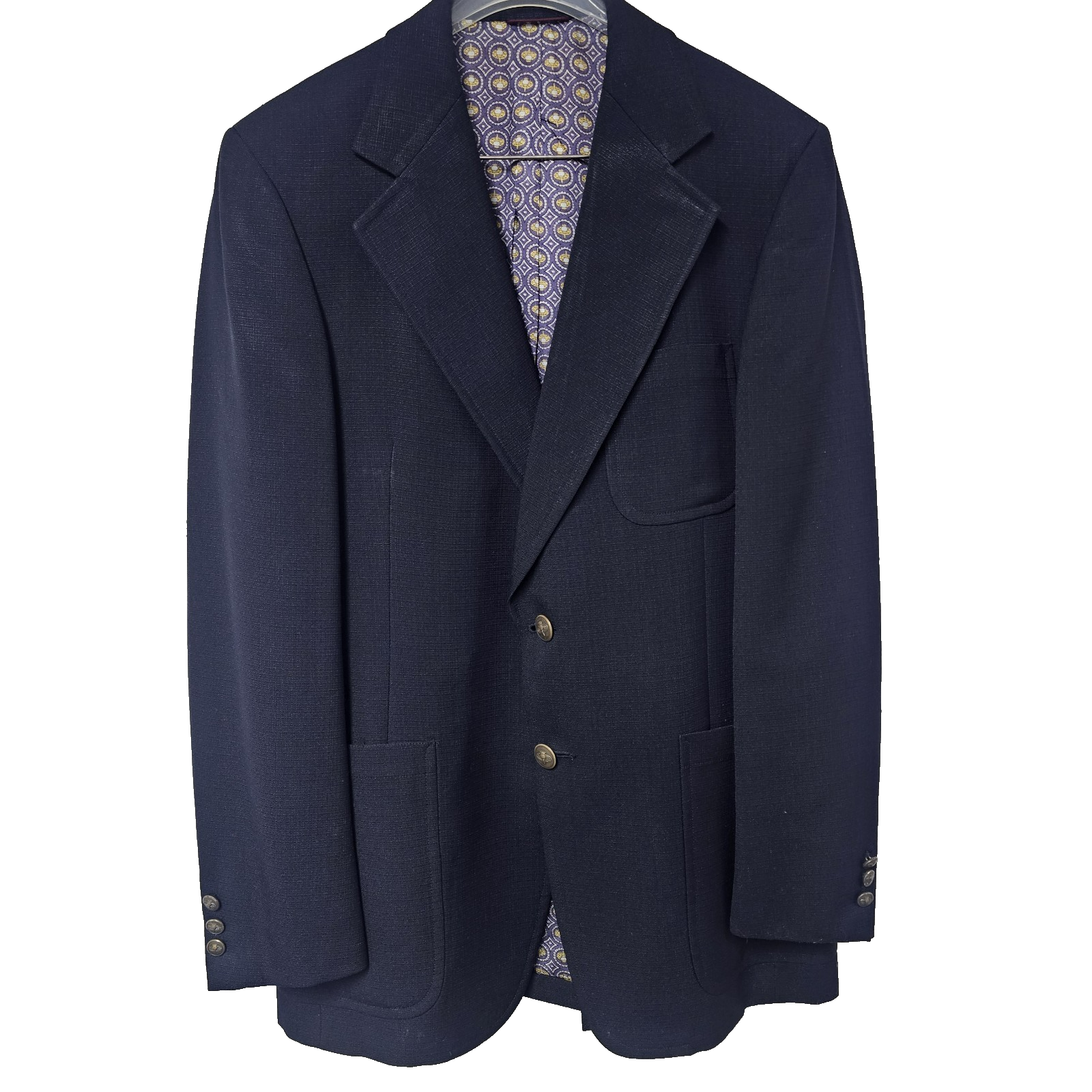 Vtg Hart Schaffner Marx Navy Blazer Sport Coat 44r Wool Bob Hope Dessert Classic